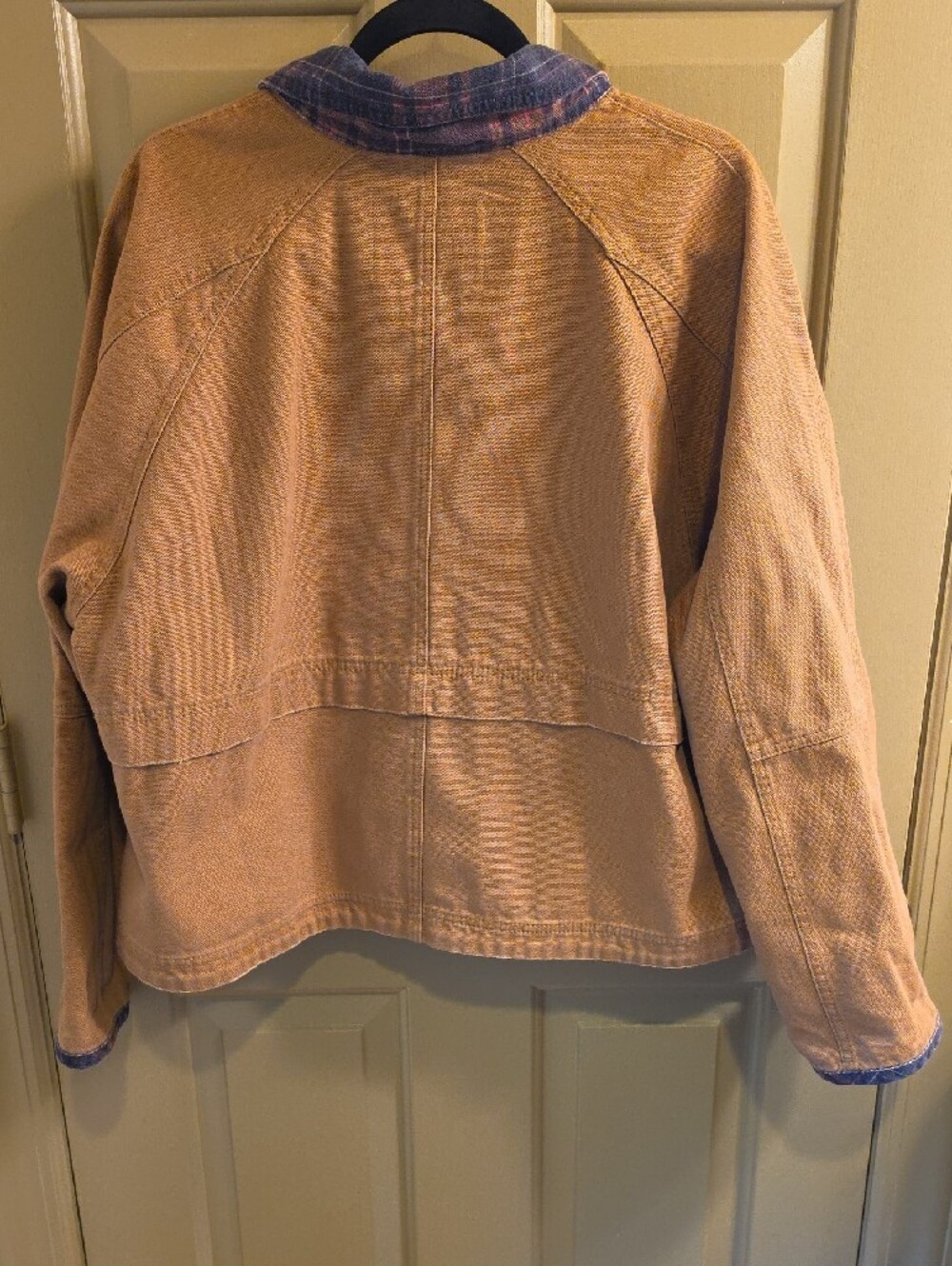 Anthropologie Pilcro The Lexie Cropped Workwear Jacket Plaid Collar Tan NWT XL - Picture 6 of 10